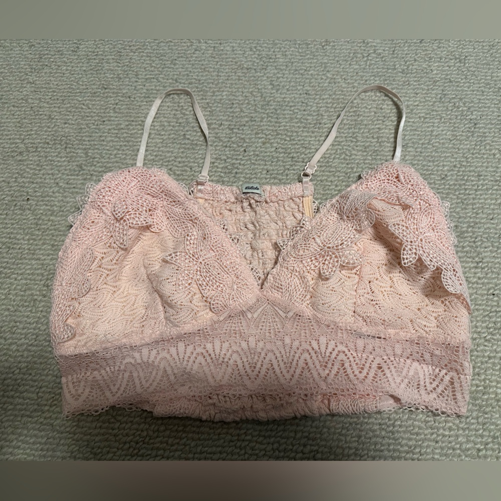 Pink lace bralette